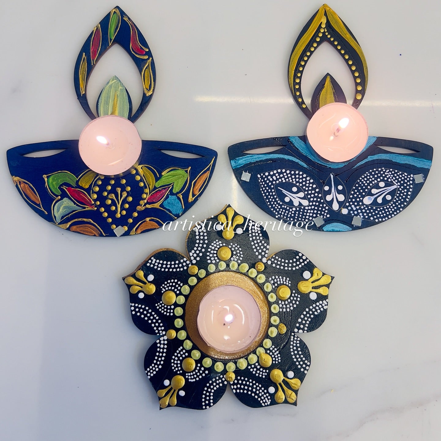 Dot Mandala Tealight Holders